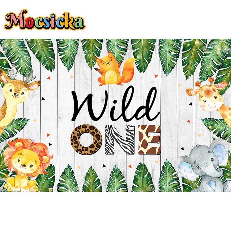 Mocsicka Safari Birthday Party Photography Background Forest Jungle Baby Shower Children Customized Photo Backdrop Banner