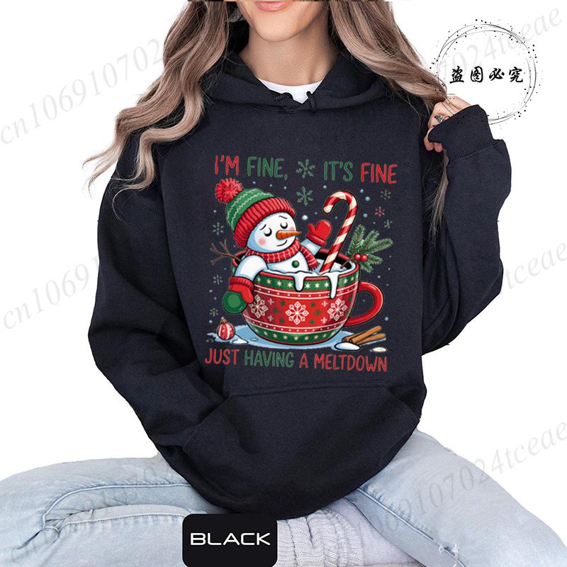Im Fineits Finejust Having A Meltdown Unisex Hoodies Fashion Clothes Sweatshirt Funny Cute SnowUnisex Xmas Christmas Sweatshirt