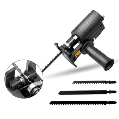 Tragbarer Hubsägen-Adapter Multifunktionales Bohrer-Modifikationswerkzeug mit ergonomischem Griff 3 Sägeblätter für Holz- und Metallschneiden