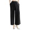 Summer 2024 Women's Black High-Waisted Wide-Leg Pleated Pants: Versatile, Slimming, Loose Fit, Plus Size, Casual Nine-Point Length.