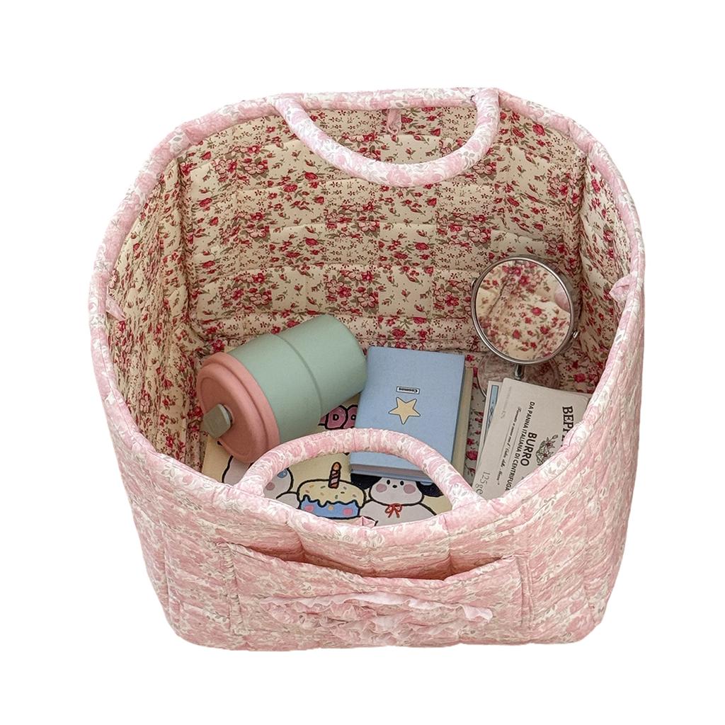 Pastoral Style Fabric Storage Basket Stackable Washable Sundries Storage Organizer Foldable Underwear Debris Organizing Frame