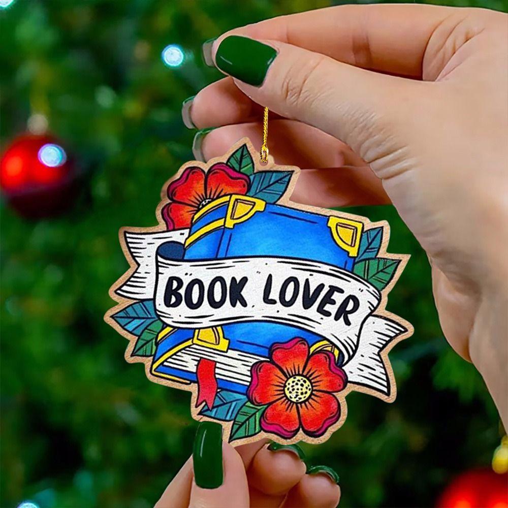 Acrylic 3D Mini Book Christmas Decoration Xmas Gifts Book Lovers Hanging Ornament Bookshelf Pendant