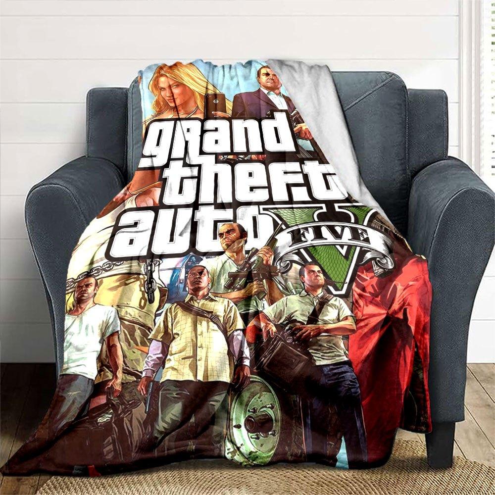 1pc Grand Theft Auto Soft Flannel Blanket with Designer Print A cozy blanket for all seasons, perfect for the couch, bed, office