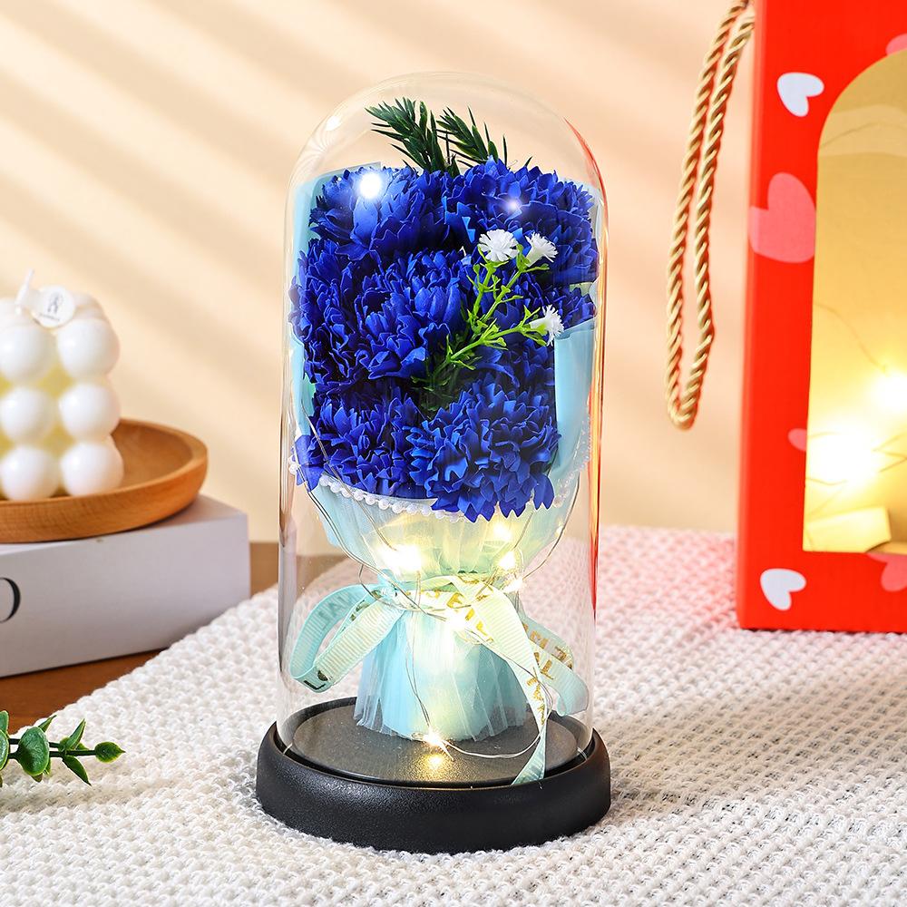 Qixi Festival Valentine's Day Gift Pearl Yarn Eternal Flower Rose Glass Cover Creative Birthday Gift Ornament