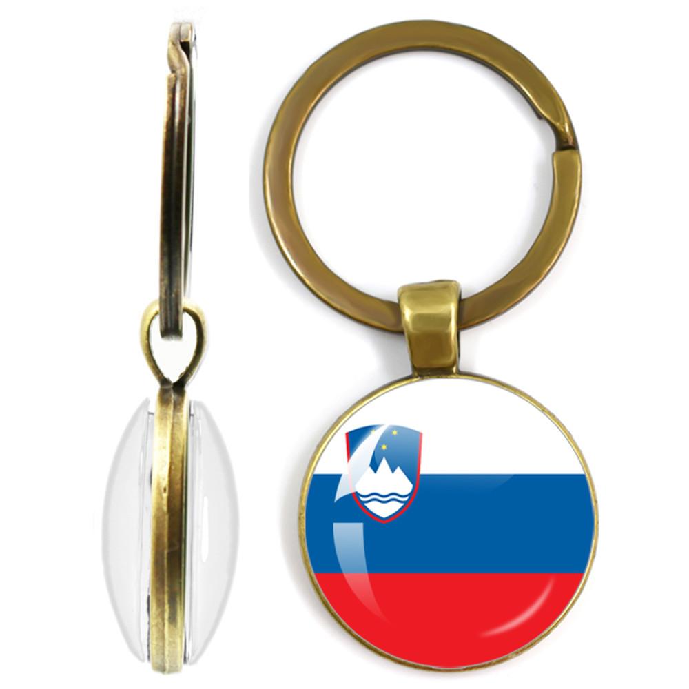 National Flag Double-Sided Keychain Korea, Serbia, Russia, Slovenia, Argentina, The United States,Turkey, Spain,Dominica Keyring