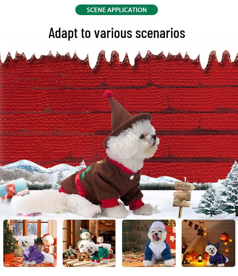 Festive Small Dog Costume with Wing Decoration for Autumn, Winter, Christmas & Halloween