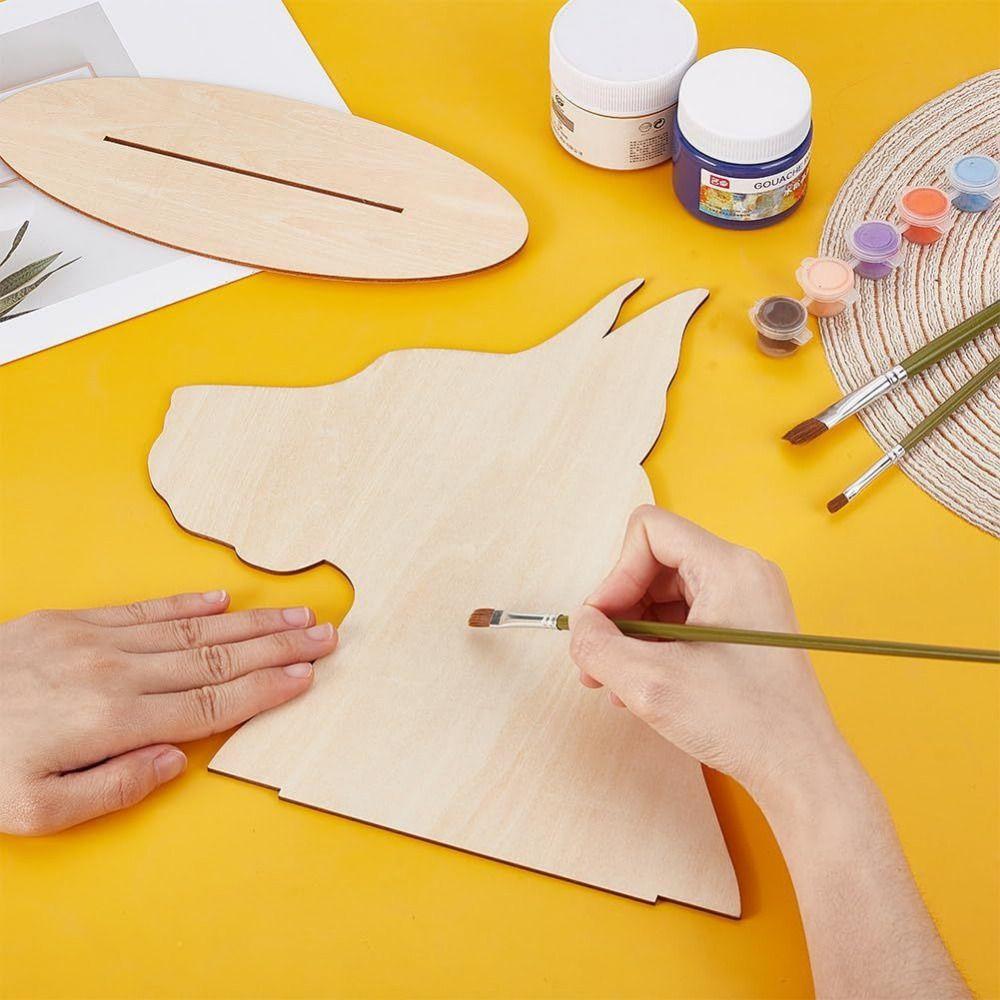 Removable Dog Silhouette Display Stand DIY Blank Dog Scarf Holder Wood Pet Bib Display Rack Home