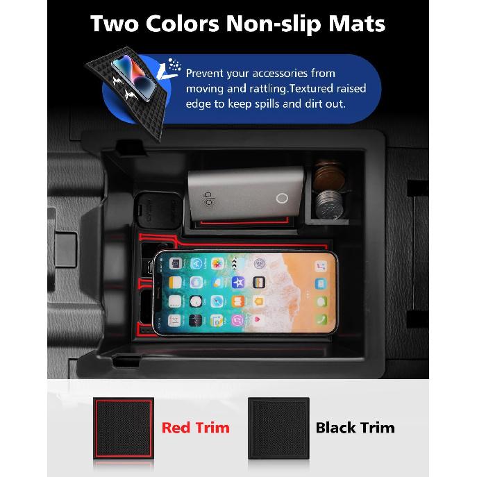 FIILINES Center Console Organizer with Anti-Slip Mats for CX-5 CX5 2017-2025, Console Tray Secondary Armrest Storage Box ABS Insert Container