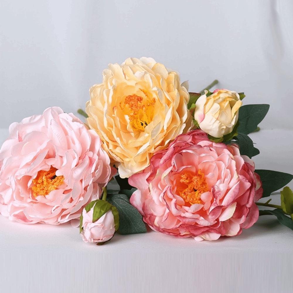 Silk Cloth Simulation Peony Flower Real Touch Fake Flowers Bouquet  Home Decoration