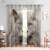 Funny Astronaut Cat Cartoon Stereo Printing Curtains Bedroom Living Room Kitchen Decorative Household Supplies Curtain Set Of 2 Made Polyester