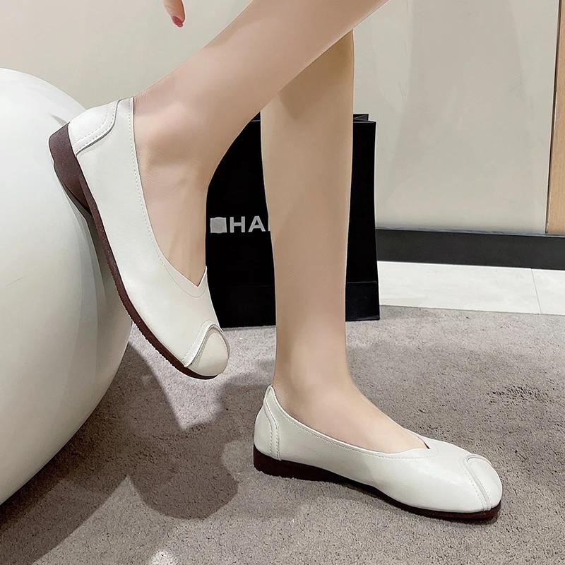 Spring and Autumn New Women's Shoes Fashion Solid Color Square Toe Low Heel Shallow Mouth Slip-On Women's Flat Shoes