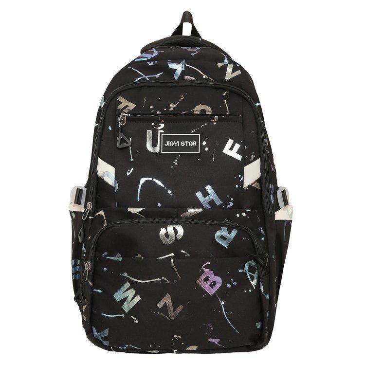 Female Large-Capacity Backpack Letter Print Students High School Schoolbag