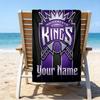 Custom Name Beach Towel Sacramento Basketball Logo Beach Towel, Soft Microfiber, Gift for Her/Him, Birthday, for Pool, Beach, Travel, Fan gifts