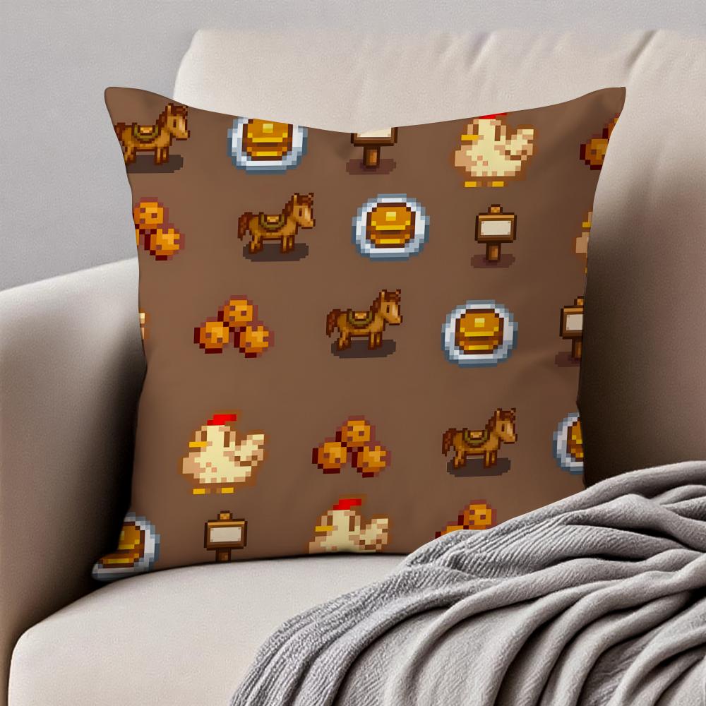 Pixelstyle Game SStardew valley Cushion Cover Pillowcase Antidustmite Invisible Zipper Short Plush Sofa Cushion
