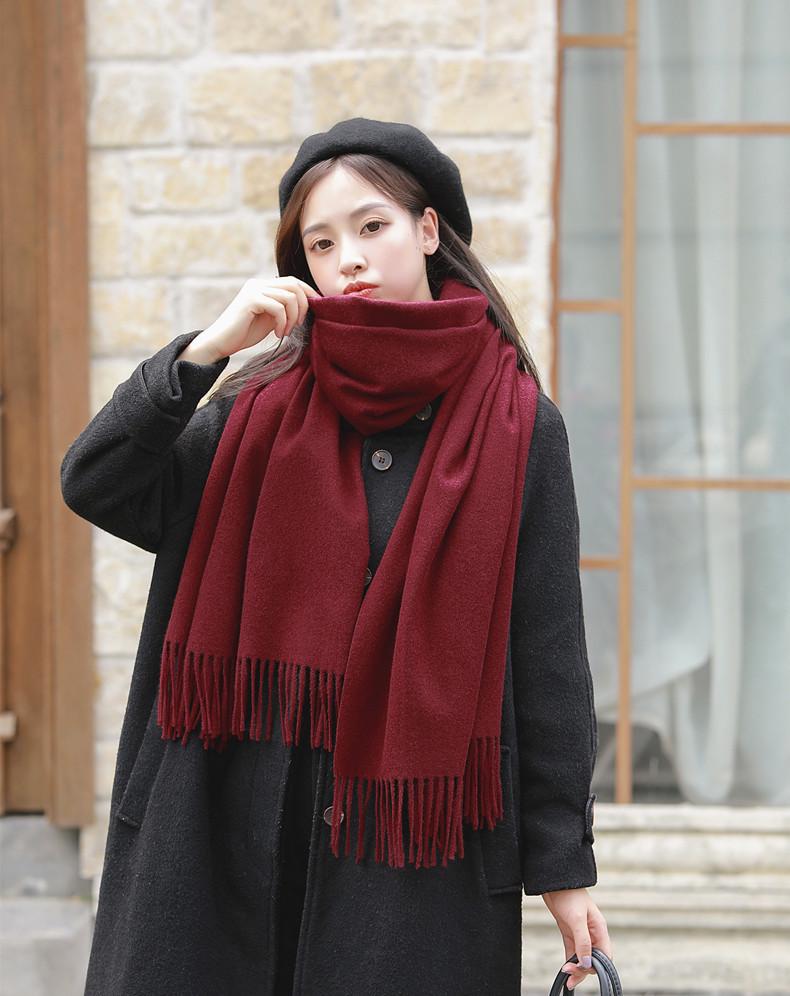 Women's Imitation Cashmere Winter Scarf - Thick Solid Color, Versatile Men's Shawl, Cashmere Wool Blend