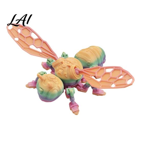 Creative Office Desktop Ornament 3D Printed Mechanical Bee Figurine Articulated Insect Ornament Movable Joints Cool Robot Action Figure Display,