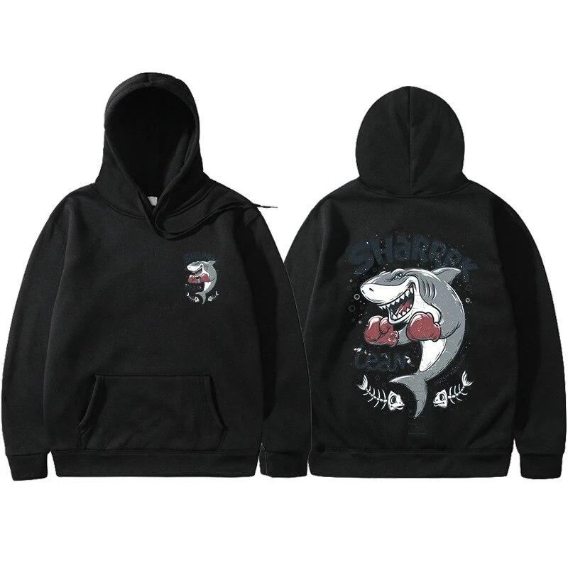 Япония Harajuku Boxing Shark унисекс и женский пуловер с капюшоном уличная одежда унисекс и женская уличная одежда в стиле хип-хоп Erkek L 4873₽