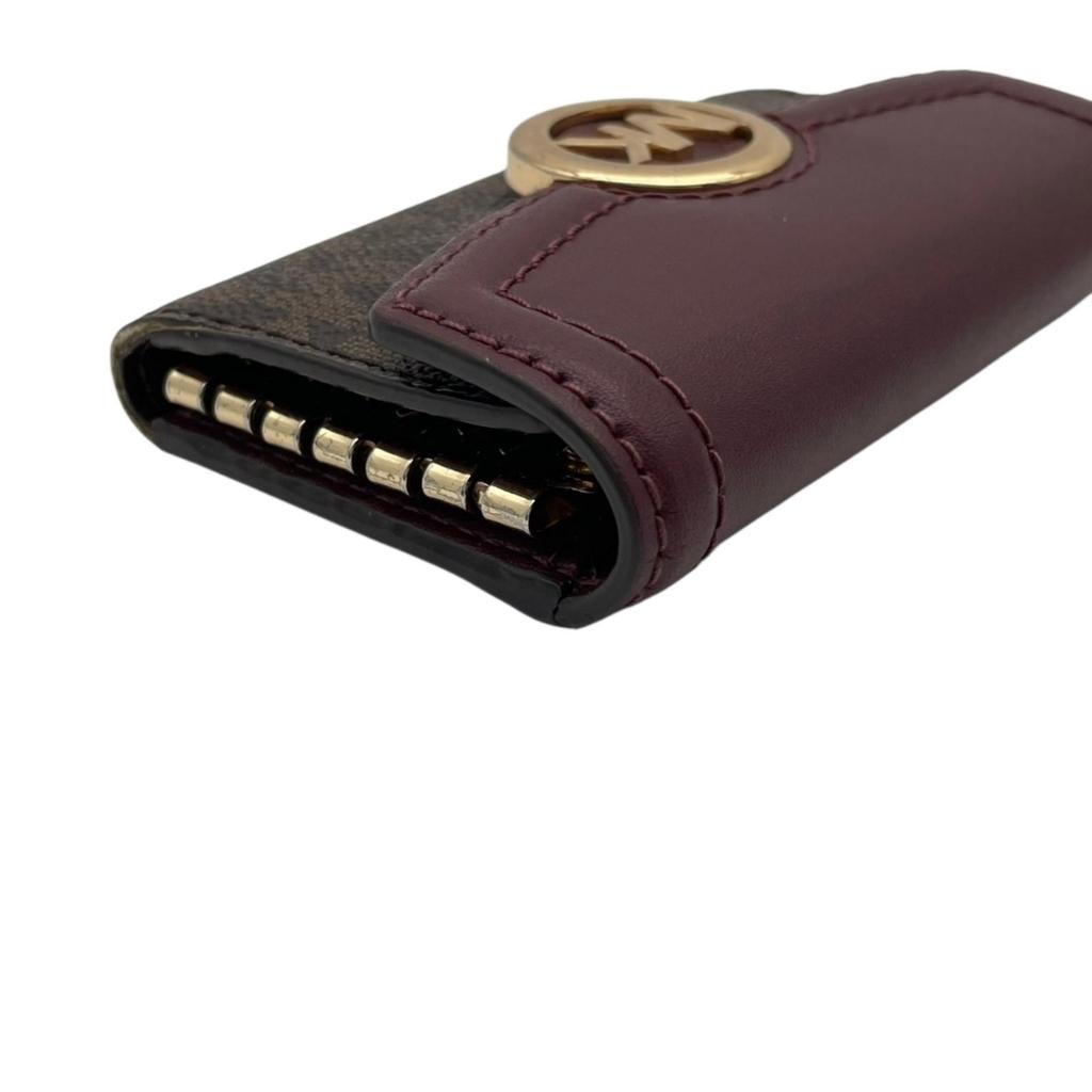 Used Michael Kors Key holder  MK signature CarmenKey holder  Brown/wine-red PVC/leather Women