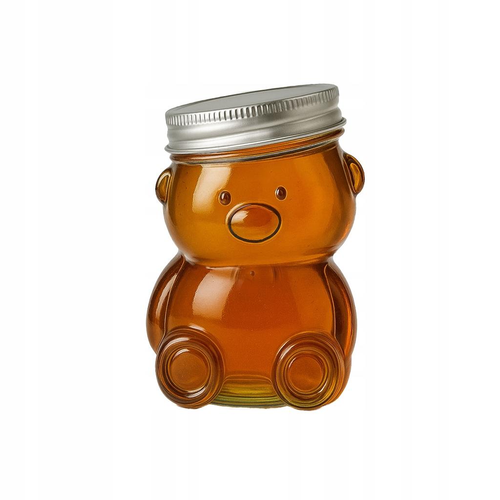 12x Glass Jar 150ml Bear with lid, decorative, for honey, jam, gift