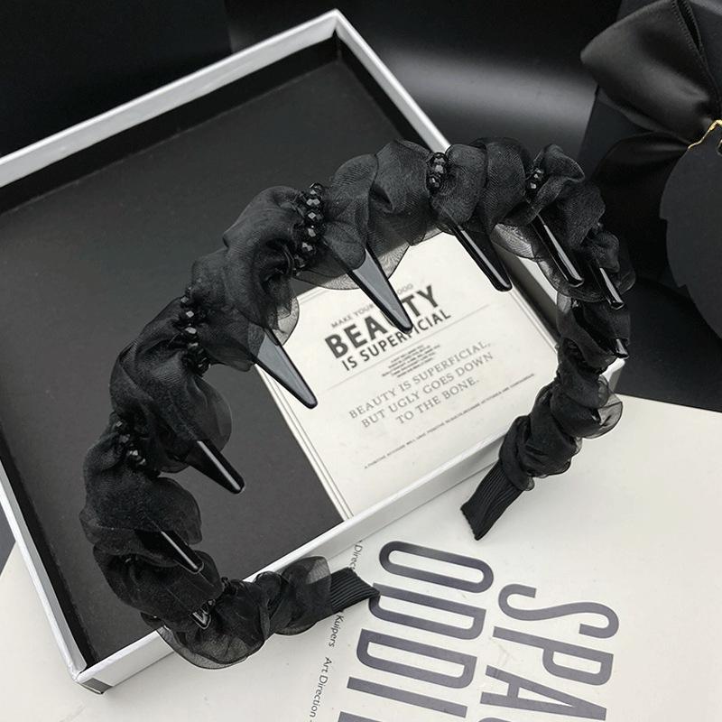 Jednoduchá černá čelenka Šperkařský materiál Látka Dívka Ženy Čelenka Polotovar Pevné Vlasové doplňky Obruč Pokrývka hlavy