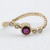 Wave Ring K18 yellow gold/Ruby/diamond #4.7(US Size) 1.3g Women Used