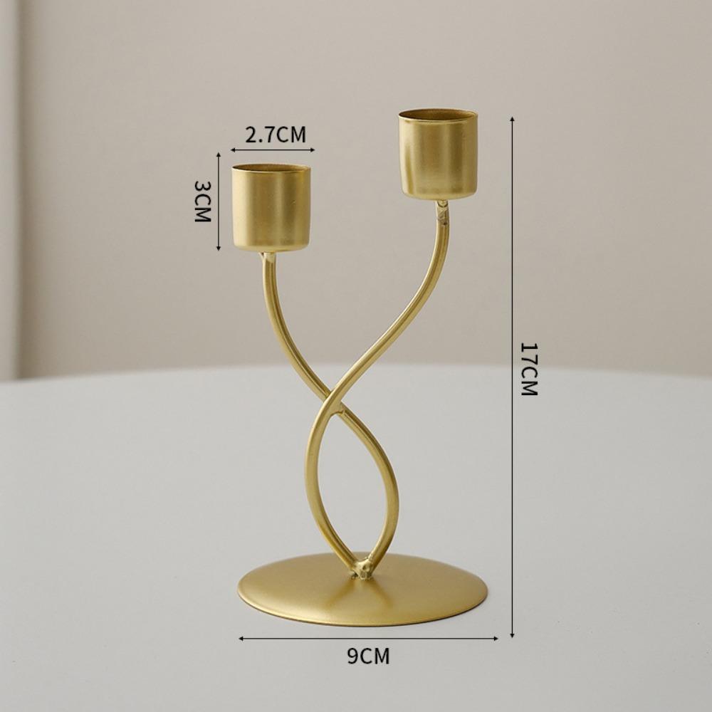 Iron Candlestick Crafts Golden Candle Holder Simple Desk Candle Ornament  Romantic Decorations