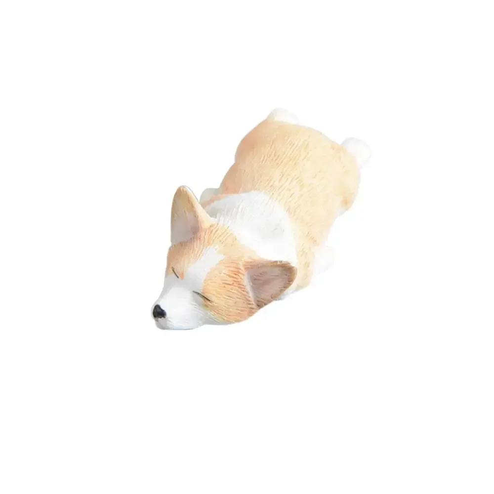 Figurines Mignonnes de Chiens de Simulation Miniatures Mini Animaux Corgi Modèle en Résine Ornement de Voiture pour Décoration de Maison Accessoires Cadeau pour Enfants