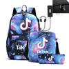 Tiktok Backpack Student Schoolbag + Small Shoulder Bag + Pencil Case Three-Piece Set