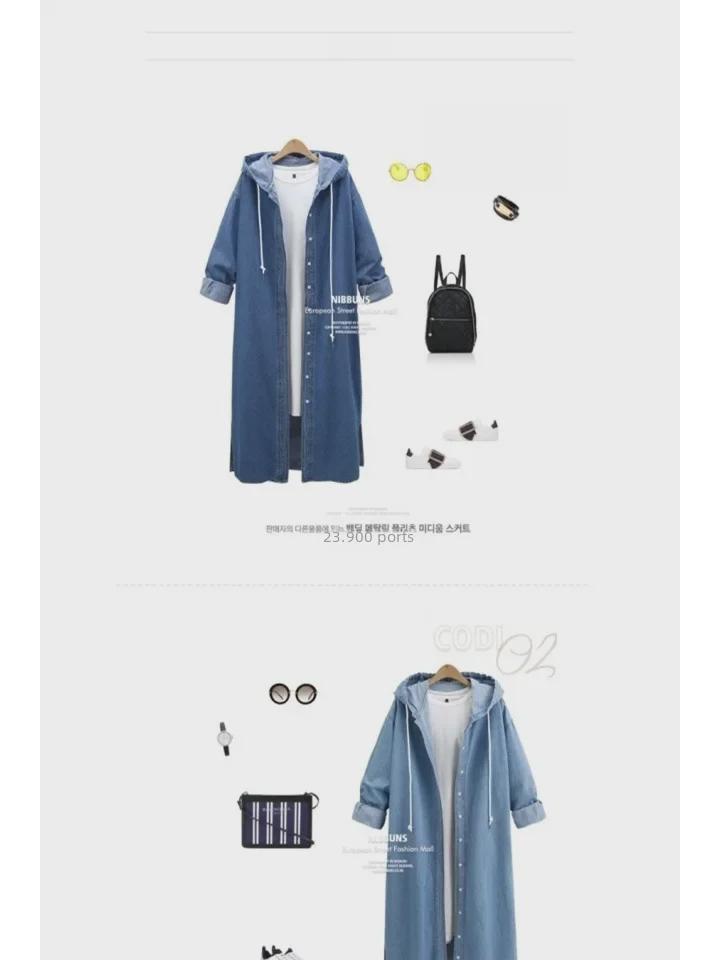 Plus-Size Hooded Denim Jacket for Women - Mid-Length, Loose Fit, Long-Sleeve Cardigan for Spring/Autumn