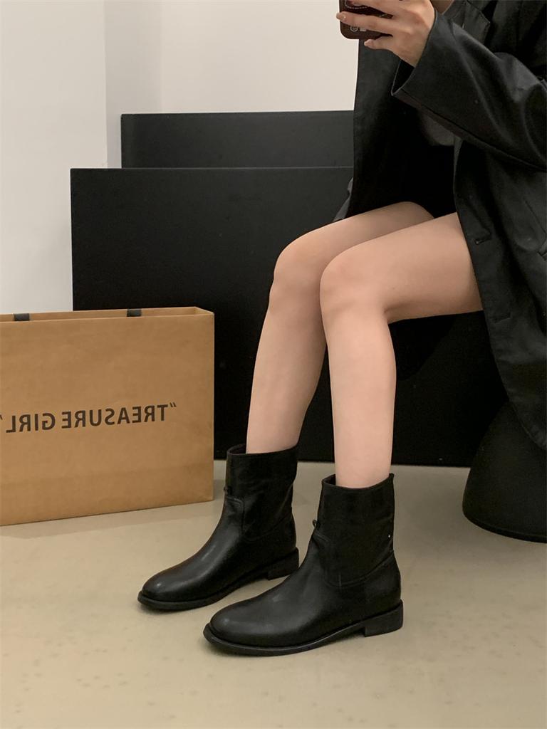 Thick heel retro British suede Martin boots women's shoes 2025 new thin French small short boots spring and autumn single boots