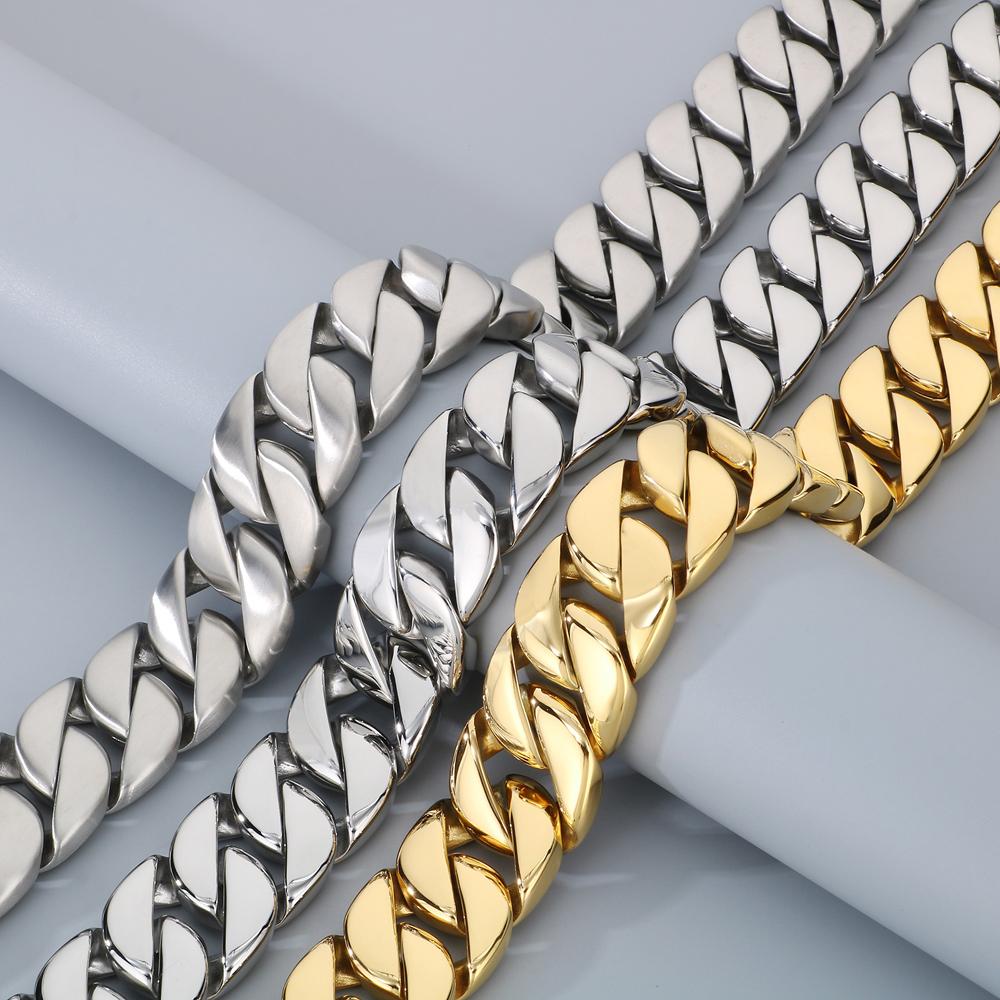 50/60/70CM 31MM Big Cuban Chain Necklace For Men Heavy Gold Color Matte Stainless Steel Choker Necklaces Jewellery Accessories