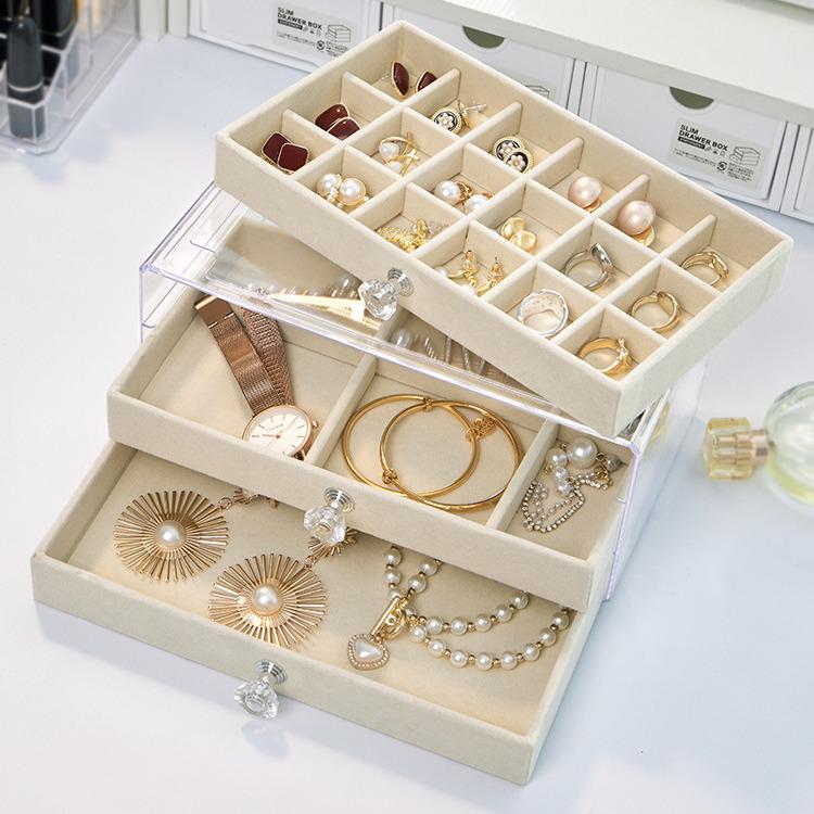 Three-Layer Acrylic Jewelry Box with Anti-Oxidation and Large Capacity Storage for Rings