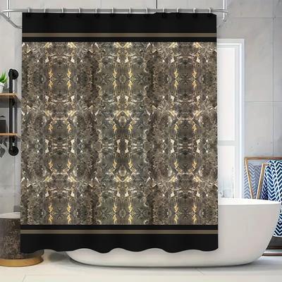 Luxuriöser Vintage Badezimmer Duschvorhang Schwarz Gold Abstraktes Design Wasserdichter Stoff Heimdekor 3D-Druck Vorhänge für Badewanne Ali
