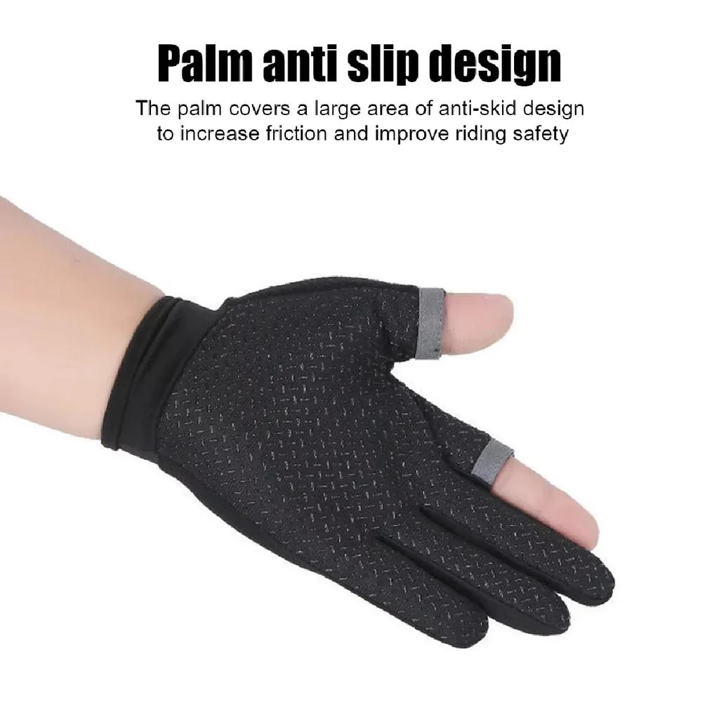 1Pair Anti-Slip Breathable Fishing Gloves Two-Finger Cut Sport Cycling Mittens for Men And Women Fashionable Outdoor Gear