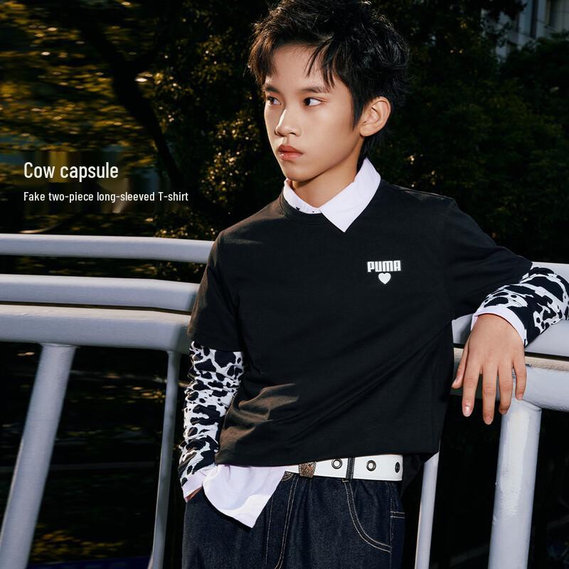 PUMA Kids  2026 Spring Faux Layered Long-Sleeve T-Shirt 130