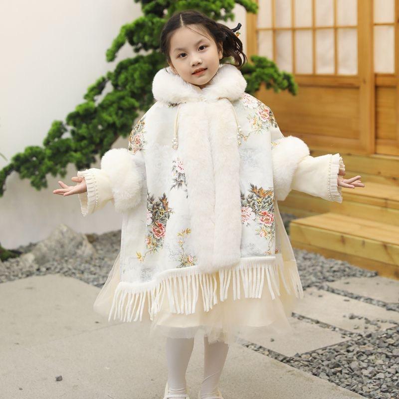 Girls Winter Warm Hooded Cape With