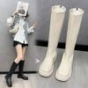 autumn winter new plus size long boots for women with British style round toe square heel warm high boots with back zipper