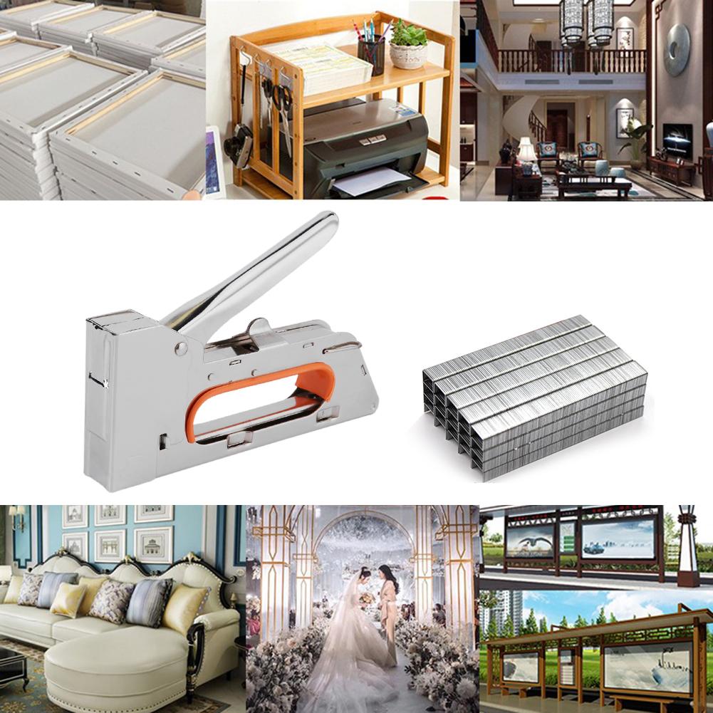 1008U Tacker Staple Gun for 4/6/8mm Stapler Manual Nailing Machine with 2400pcs Nails Stainless Steel for Woodworking Furniture