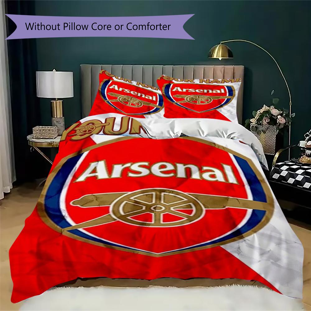 Custom Name Arsenal Pattern Bedding Uilt Set Uilt Cover Pillowcase Home Decoration Birthday Gift (1*duvet Cover+2*pillowcase Without Core)