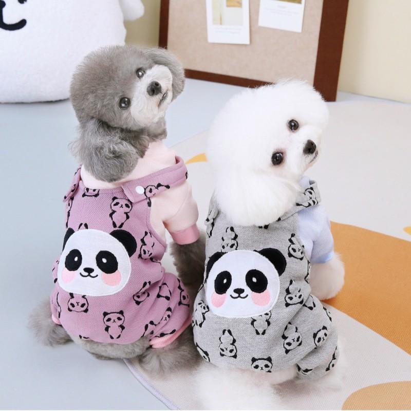 Warm 4-Leg Dog Jumpsuit With Panda Harness Design Small To Medium Breeds Winter Pet Clothing