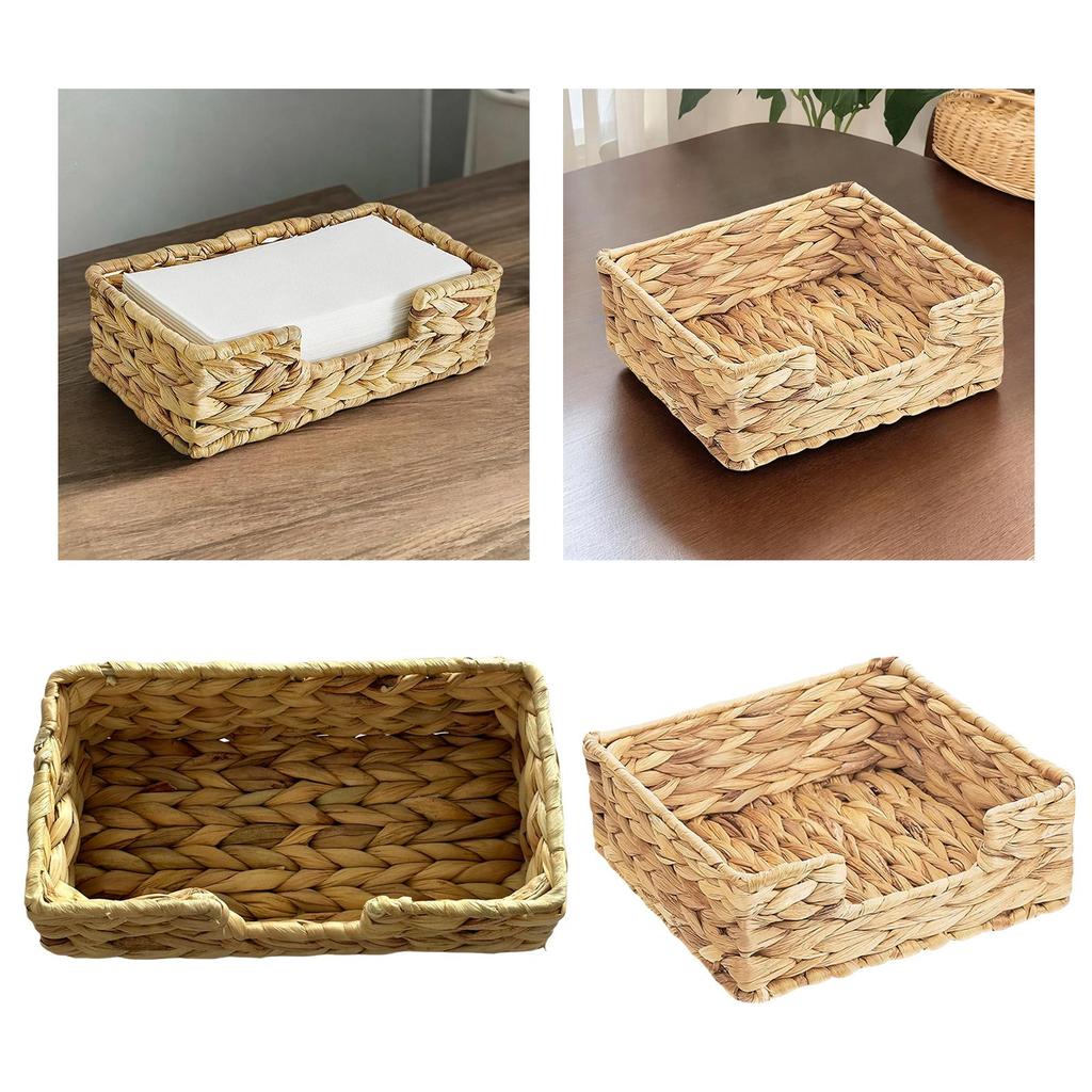 Woven Baskets Boxes Stylish Napkin Holder Rattan Woven Organizer Storage Bins for Shelves Bedroom Desk Living Room Table Decor