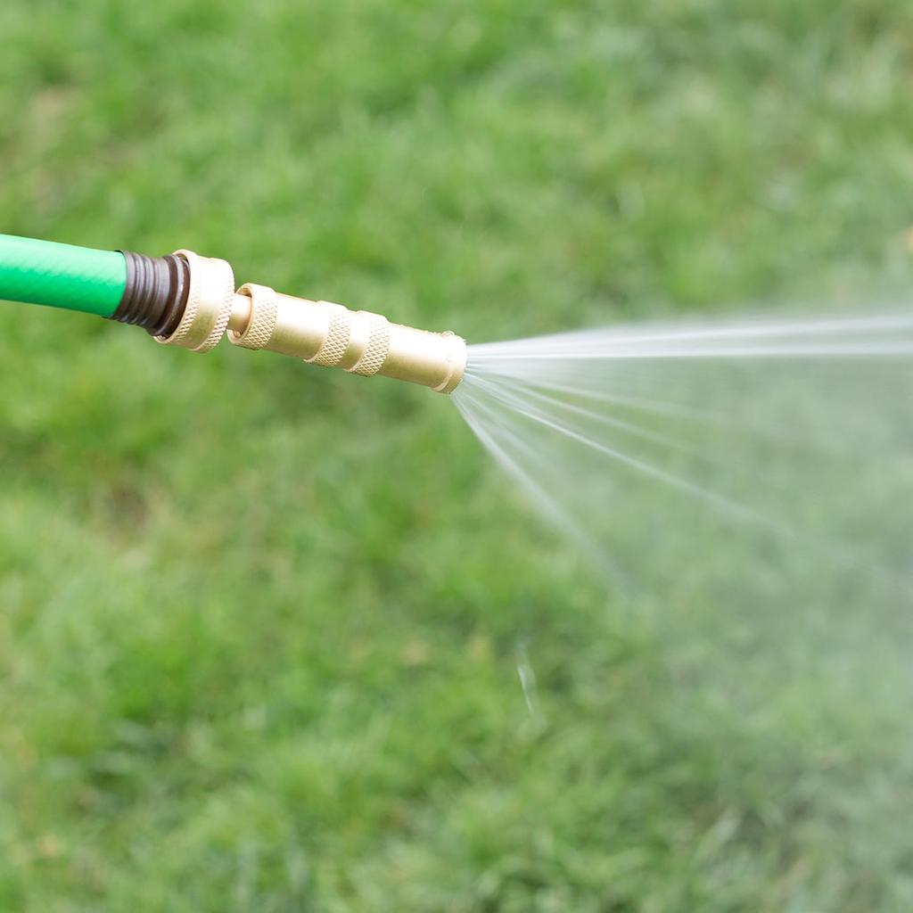 Brass Garden Hose Nozzle - No lead - Safe For Kids - 4 Inch, Adjustable Twist Sprayer