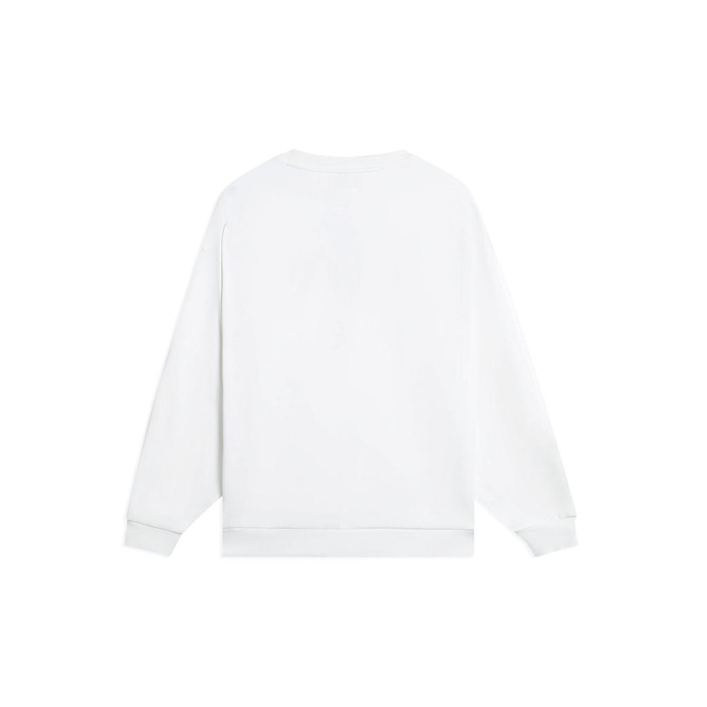 Lining Basketball Series Letter Print Casual Fleece Pullover Sweatshirt Unisex Tops Milk-White AWDSG95-1