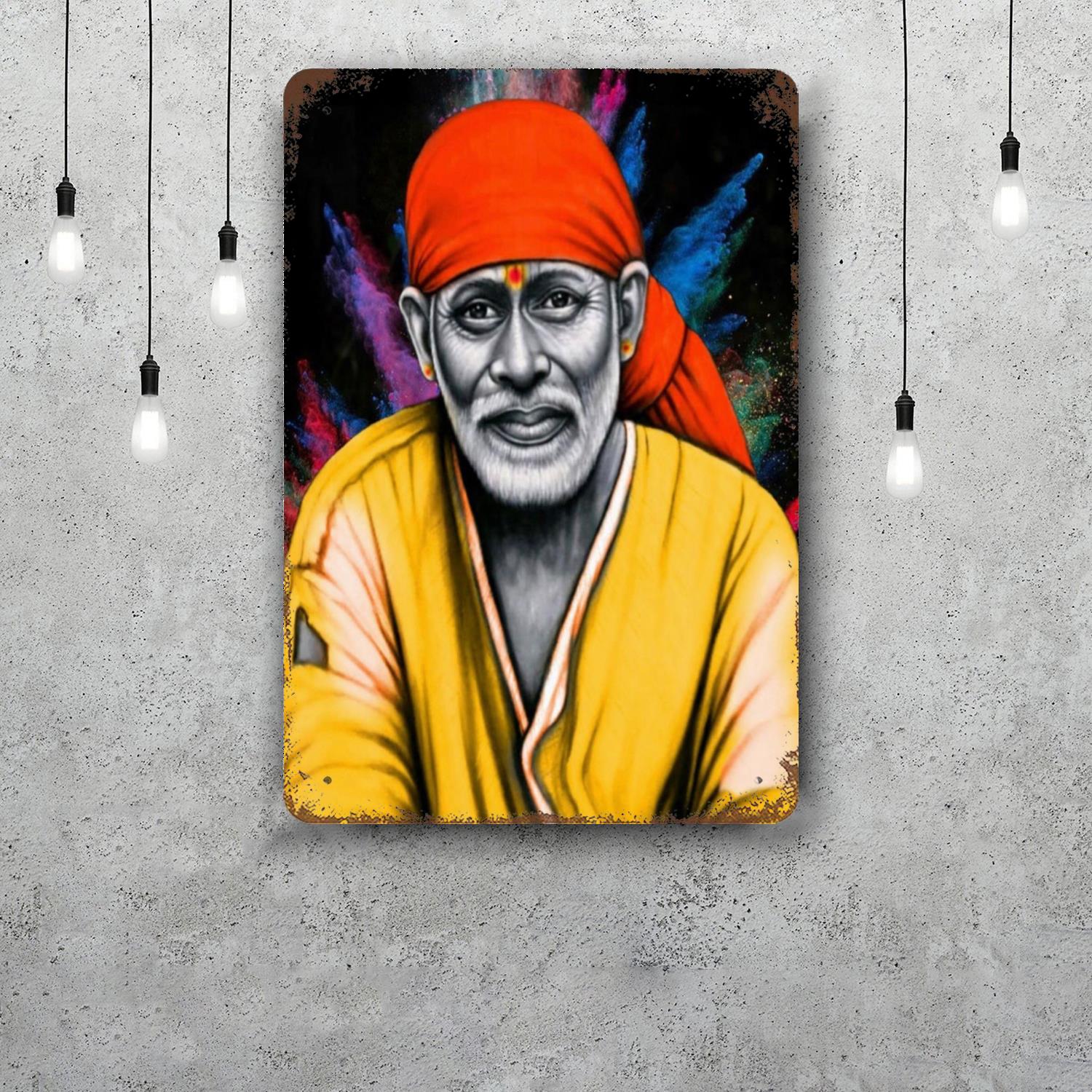 

sai baba Retro Vintage Tin Sign Poster Decorative Plaque Metal Plate Wall Decor 20x30cm（7.8x11.8inch）