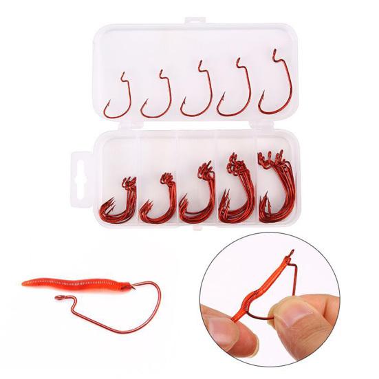 50Pcs Fishhook with Storage Box Rustproof Corrosion Resistant Easy to Use Barbed Carp Fishing Hook Outdoor Fishing Gear