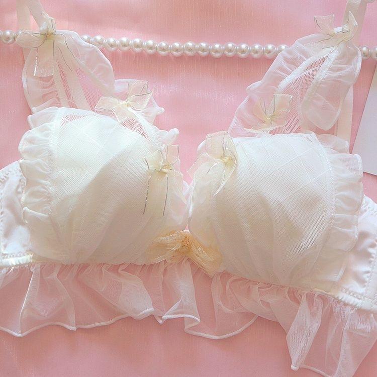 New Japanese Girl Bra Fairy Gas White Pure Wind Sweet Cute Small Breasts Gather Sexy Lace Upper Support Underwear