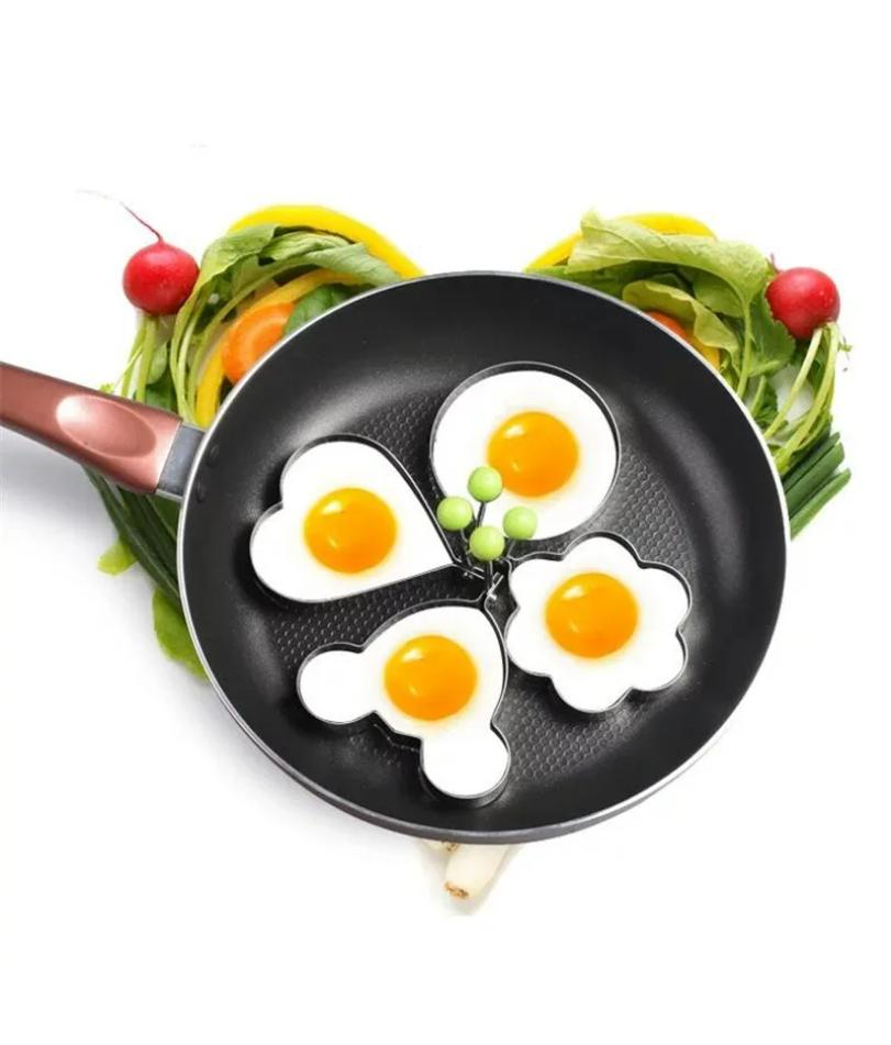 Spiegelei-Form, Edelstahl-Bratform, Pfannkuchenring, Ei-Werkzeug, Stern Liebe Blume Runde Form Ei Küchen-Kochwerkzeug