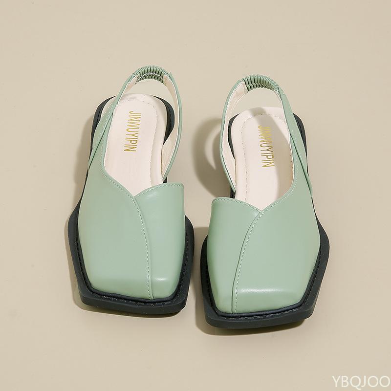 Fashion Spring summer new comfortable women's flat shoes personalized square toe shallow mouth casual fashionable square toe sandals