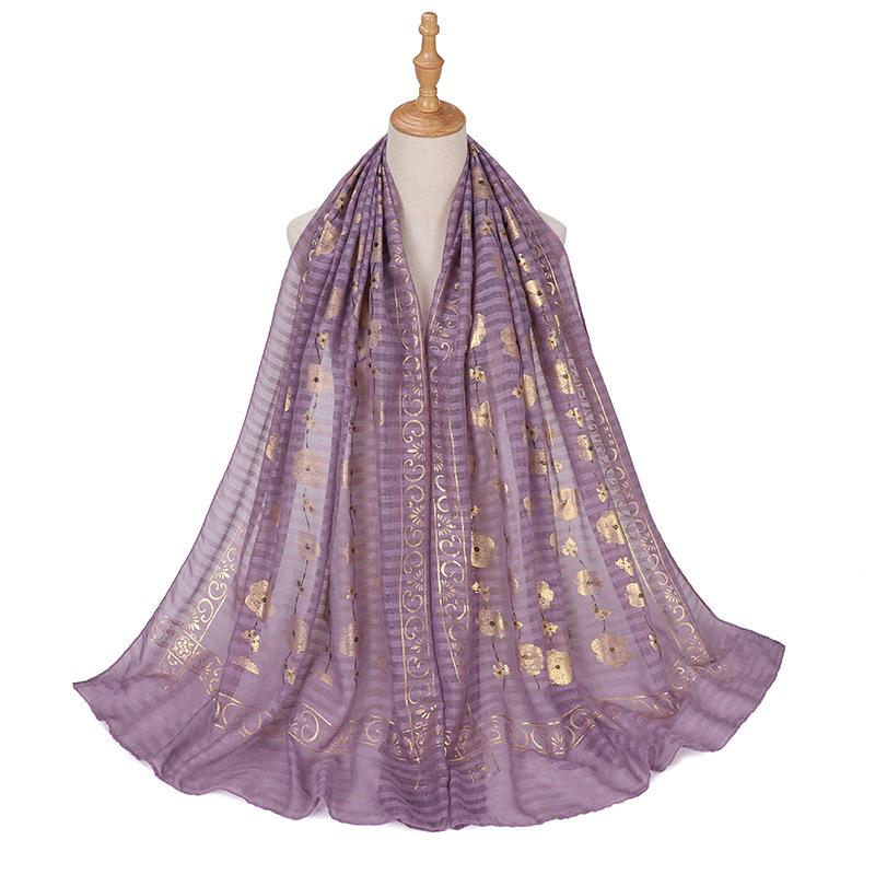 New Printed Gilding Cotton Hijab Scarf Women Luxury Stripe Glitter Scarves Poncho For Women Headband Bandana Shawl Turban Islam