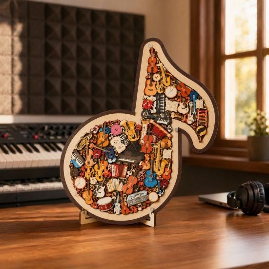 Puzzle in Legno Nota Musicale Strumento Nota Decorazione Jigsaw Musicale